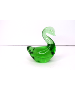 Vintage Green Glass Swan Paperweight Figurine 4&quot; Tall - $17.84 CAD