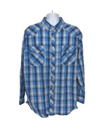 High Noon Men&#39;s Western Pearl Snap Shirt Size XL Blue White Plaid Rockab... - £27.13 GBP