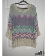 SOFT SURROUNDINGS Thereze Stripe Pointelle Metallic Open Knit Sweater SIZE M - $24.99