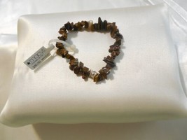 Department Store  7&quot; Tigers Eye Sterling Silver Bead Stretch Bracelet Y550 $40 - £12.15 GBP