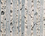 Cotton Birch Trees Bark Owls Birds Mist Fabric Print by Yard D506.94 - £10.97 GBP