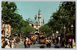 Postcard United Airlines Disneyland Mainstreet USA Trolleys c1960&#39;s - £4.71 GBP