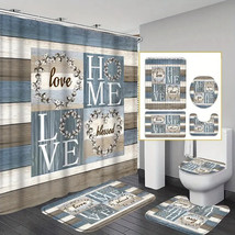 Modern Home Shower Curtain Set with Three Piece Mat Set Wood Grain Background - £31.31 GBP