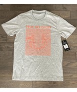 True Religion Men&#39;s Small Heather Gray Wavy Orange Horseshoe Logo T-Shirt - $456.71 MXN