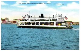 San Diego and Coronado Ferry San Diego, California Ship Postcard -80- - £10.24 GBP