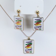 USPS Stamp Love USA1985 Necklace Clip Earrings 22 Cents - $292.93 MXN