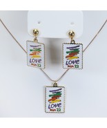 USPS Stamp Love USA1985 Necklace Clip Earrings 22 Cents - $292.08 MXN