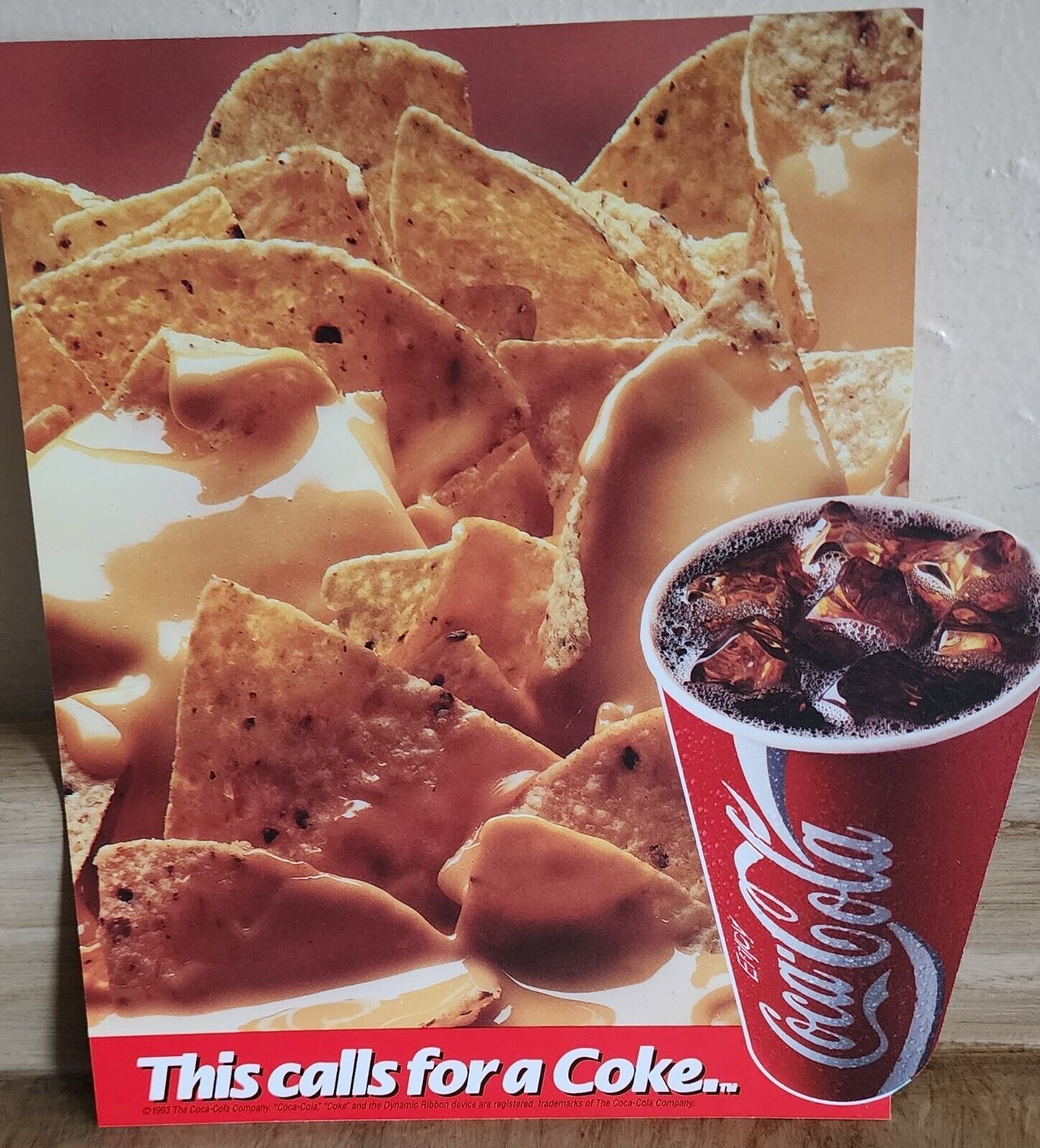 Primary image for 1993 This Calls For A Coke Double Sided Window Sticker Cola Cola NACHOS NOS