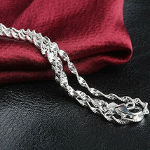 Twisted Wave 2mm 24 Inch Chain Necklace Sterling Silver - £8.32 GBP