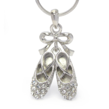Crystal Ballerina Toe Shoes Pendant Necklace White Gold - £10.41 GBP