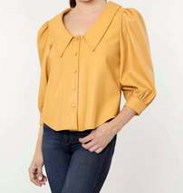 Dolce Cabo - Hollie Faux Leather Blouse with Puff Sleeves - £41.69 GBP