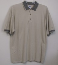 Gildan Beige Short Sleeve Polo Shirt Black Trim Men Size Large NWOT - £13.54 GBP