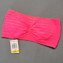 Jenni Women Tank Bandeau Size S Pink Stretch Bold Stripe Sultry Crop Classic Top - £12.19 GBP