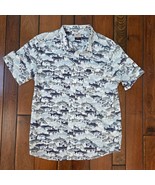 RVCA x Ben Horton Button Up Shirt Men&#39;s M All Over Fish Print Short Slee... - $19.75