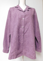 Bon Worth Purple Lavender Womens Floral Long Sleeve Blouse Size Large suede-llke - £13.22 GBP