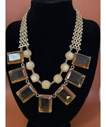 Vintage Ann Taylor Adjustable Collar Chunky Faux Square Citrine Necklace... - £22.40 GBP