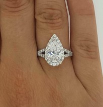 2.65Ct Pear Cut Simulated Diamond Halo Engagement Ring 14k White Gold Size 7.5 - £219.03 GBP