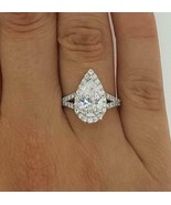 2.65Ct Pear Cut Simulated Diamond Halo Engagement Ring 14k White Gold Si... - £215.59 GBP