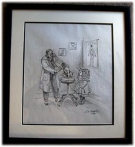 Original Lee Dubin Pencil Sketch &quot;Puupy&#39;s Visit Doctor&#39;s Office 2&quot; - £1,199.03 GBP