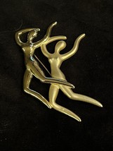 Brutalist Modernist Dancer Brooch Two Dancers Pin Vintage Sculpture Silv... - £16.95 GBP