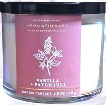 Bath &amp; Body Works Vanilla Patchouli Aromatherapy 3 Wick Candle US SELLER - £24.43 GBP