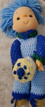 Vintage Crochet Blueberry Muffin Ice Cream Doll Blue Hair. 12 in - £16.91 GBP