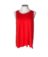 Vince Camuto Red High Low Beaded Sleeveless Blouse Top Size XL - $23.07