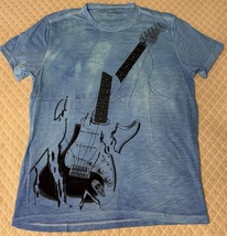John Varvatos Star USA Men&#39;s Stone Wash Blue Broken Guitar Graphic T-Shi... - $39.98