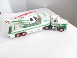 HESS  - 1995 GASOLINE FLATBED TRUCK W/HELICOPTER - FAIR - H50 - $9.67