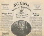 Mi Casa Mexican Restaurant &amp; Cantina Menu Breckenridge Colorado Trail Ma... - £17.22 GBP