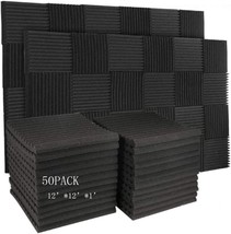 50 PACK 12&quot;X12&quot; 1&quot;2&#39;&#39;Acoustic Foam Panel Wedge Studio Soundproof Wall black - £35.49 GBP