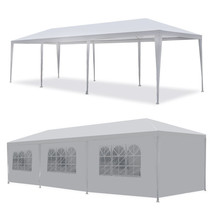 10&#39; X 30&#39; White Gazebo Wedding Party Tent Canopy W/ 8 Sidewalls Outdoor Game - £131.31 GBP