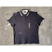 Mens Michael Kors Greenwich Heathered Casual Fit Polo Shirt Navy Blue Size Large - £55.63 GBP