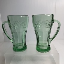 Pair VINTAGE  Libbey Coca-Cola Mug-Thick Green Glass with Handle. - £12.62 GBP