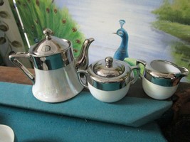 Czech Porcelain Tea Set Platinum Rim Epiag Royal CUP/SAUCER/PLATEs Teapot 22pcs - £271.35 GBP