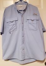 Columbia PFG Omni-Shade Vented Mens Large Button Up Fishing Shirt Light Blue - £11.59 GBP