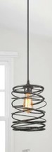 Industrial 1-Light Mottled Black Mini Pendant Chandelier, Cage Light Fix... - £41.75 GBP