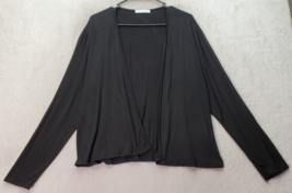 Chris &amp; Carol Cardigan Sweater Women&#39;s Large Black Rayon Long Sleeve Open Front - £13.81 GBP