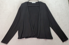 Chris &amp; Carol Cardigan Sweater Women&#39;s Large Black Rayon Long Sleeve Open Front - £13.56 GBP