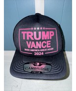 Cambridge TRUMP VANCE 2024 SnapBack Trucker Mesh Hat Black Hot Pink Prin... - $33.83 CAD
