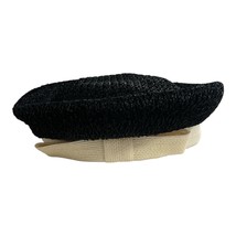 Vtg Mark III Black Straw Beret Hat Cream Band Union Made USA 1960s 1970s - $579.14 MXN