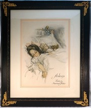 Antique Art Print Asleep by Harrison Fisher. Lovely print of a little girl aslee - £51.95 GBP