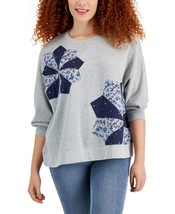 MSRP $60 Style &amp; Co Petite Patchwork Sweatshirt Gray Size Petite XL - £15.45 GBP