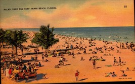Tichnor Quality Views Postcard - Palms, Sand And Surf, Miami Beach, Florida BK52 - £2.95 GBP