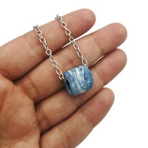 Single Bead Everyday Necklace, Handmade Ceramic Jewelry Unisex Boho Choker Blue - £28.74 GBP