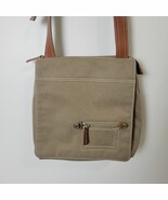 Fossil Army Green Canvas &amp; Leather Purse Crossbody Messenger Bag Multi P... - $32.48 CAD