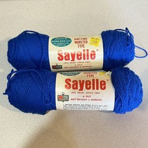 Vintage Sayelle 4 Ply Worsted Knitting Crochet Yarn Skein 1030 Royal 4oz Lot 2 - £16.12 GBP