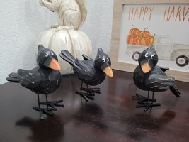 Thanksgiving Fall Black Crow Trio Tier Tray MINI Figurine Prop Tabletop Decor  - £30.15 GBP