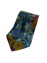 Vintage Angelo Litrico Blue Floral Pattern Pure Silk Made In Italy Tie N... - $11.08