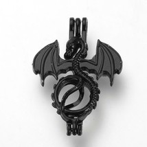 Dragon Locket Black Filigree Pearl Cage Oil Diffuser Aromatherapy  Pendant - $7.90